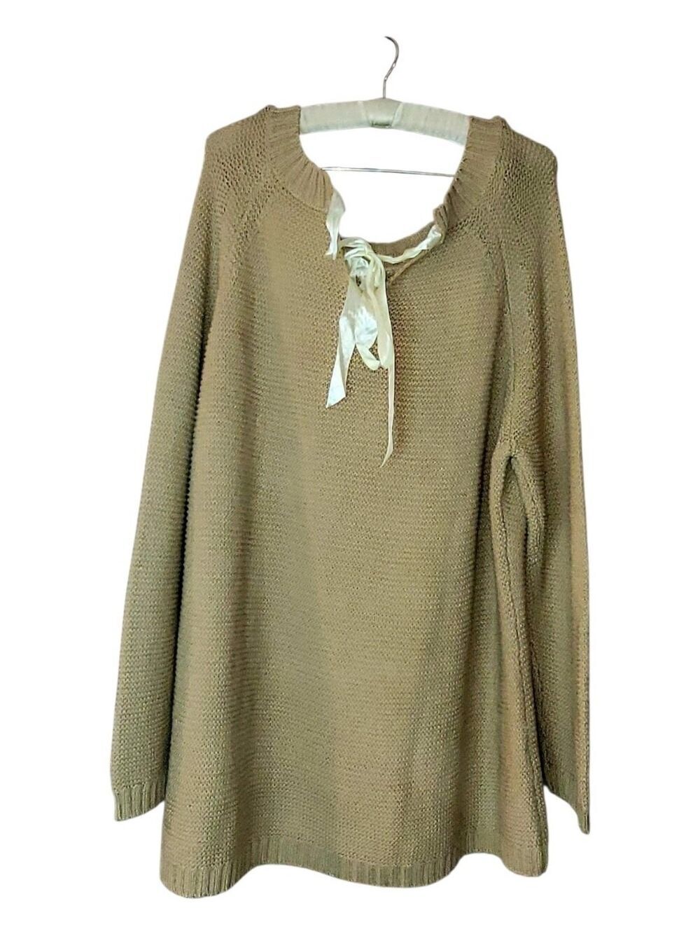 Soft Surroundings Knit Boho Sweater Ribbon Tie Back 2X